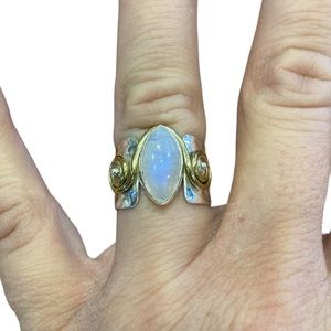 Sterling Silver Handmade Moonstone Cocktail Ring Size 7